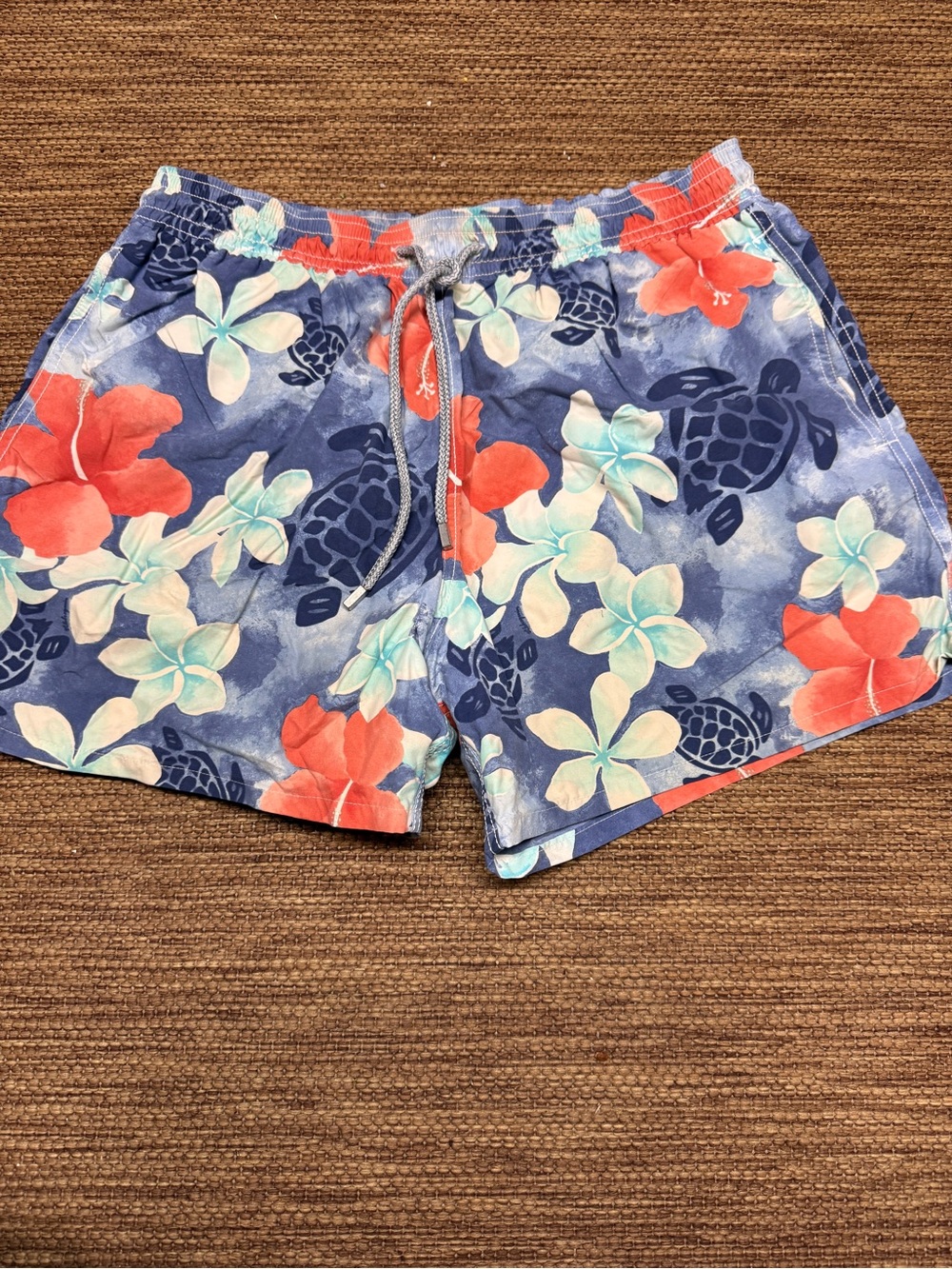 Vilebrequin Blue Floral & Coral Turtle Swim Trunks